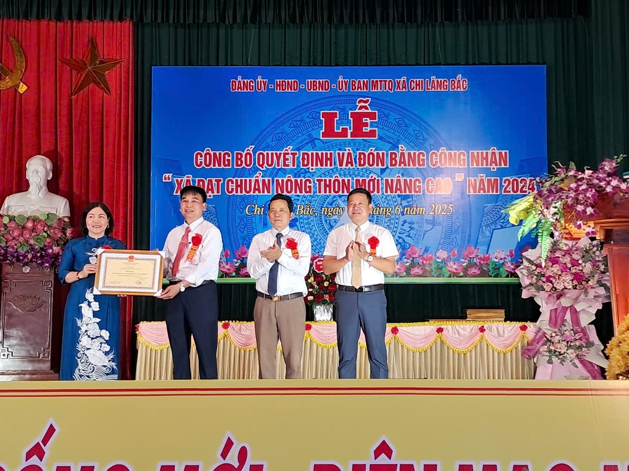 Lễ công bố xã Chi Lăng Bắc, huyện Thanh Miện đạt chuẩn nông thôn mới nâng cao năm 2024